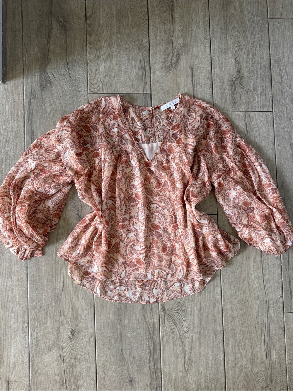 Karlie Peach Paisley Peplum Blouse